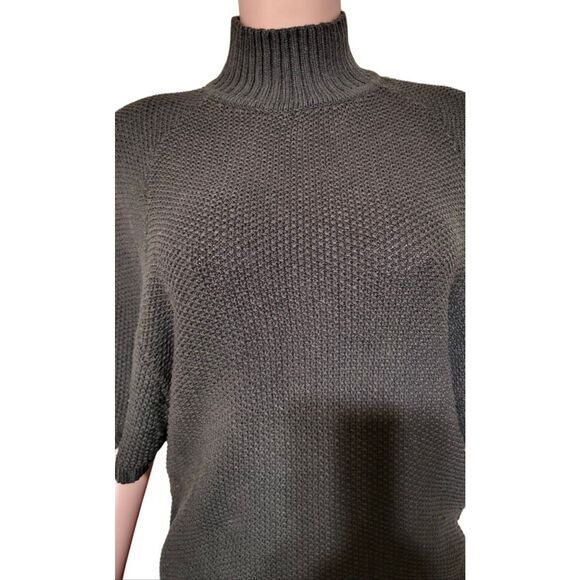 charcoal short sleeve bat wing knit jumper top M - Picture 4 of 5